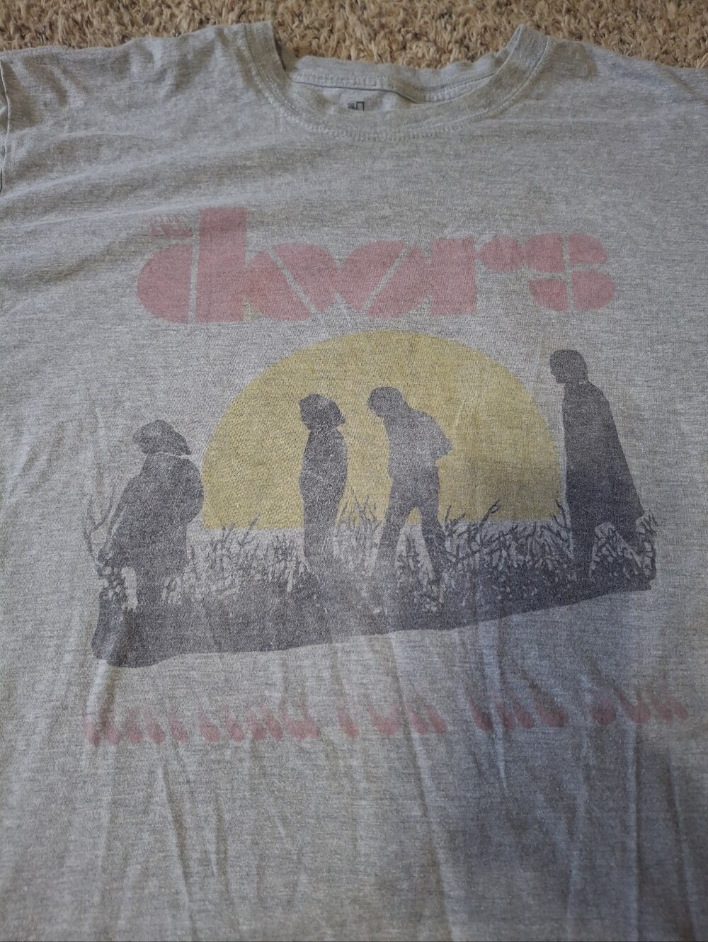 The Doors Graphic Tee in Heather Gray with Yellow & Pink Print